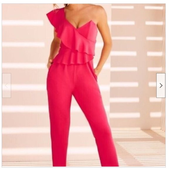 Alexia Admor Pants - Alexia Admor for Boston Proper Pink One Shoulder Jumpsuit -6